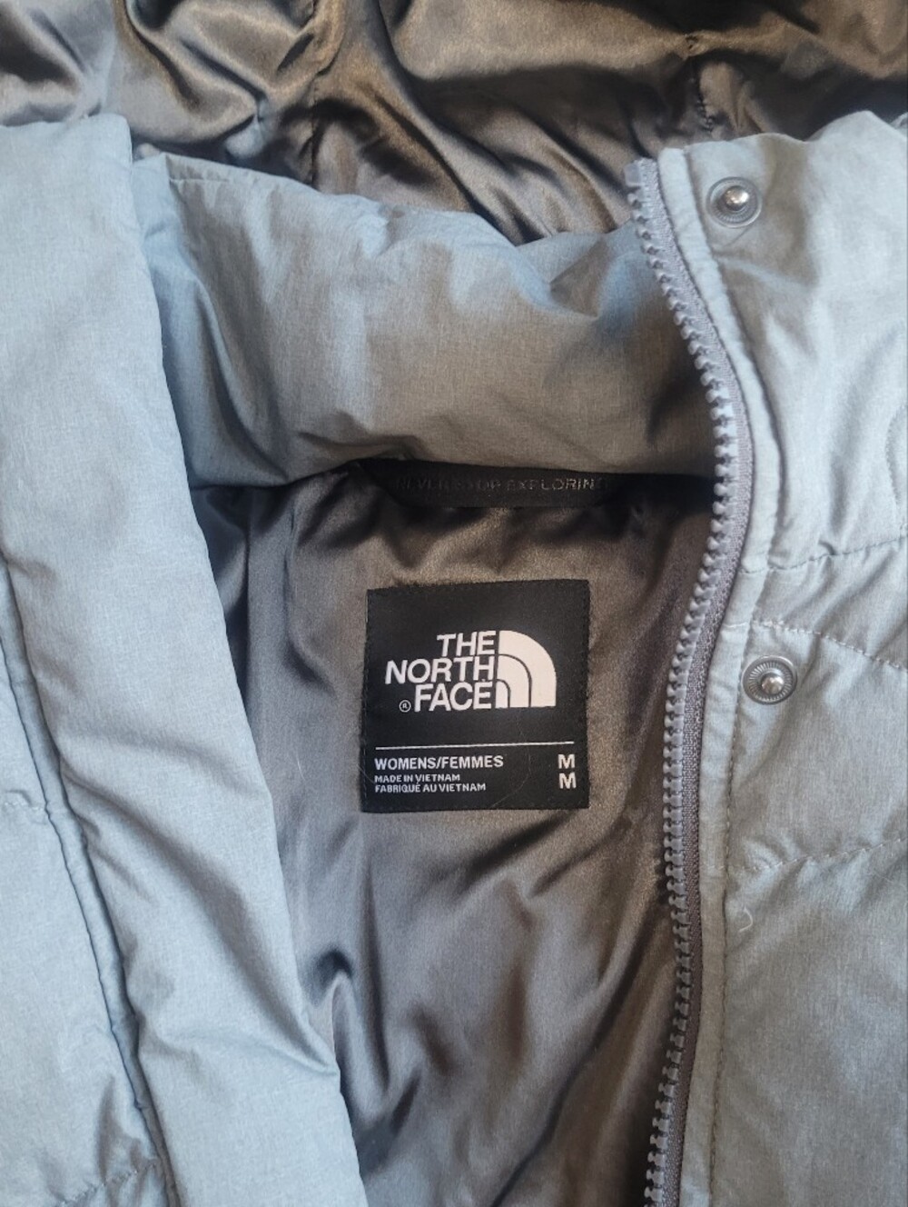 The North Face Women’s Miss Metro 550 Down Parka Gray Long Hooded Puffer Coat M - Picture 4 of 11